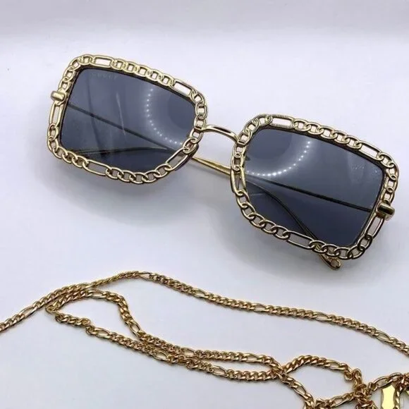 NWT GUCCI GG1112S - 001 CHAIN SUNGLASSES display picture 3